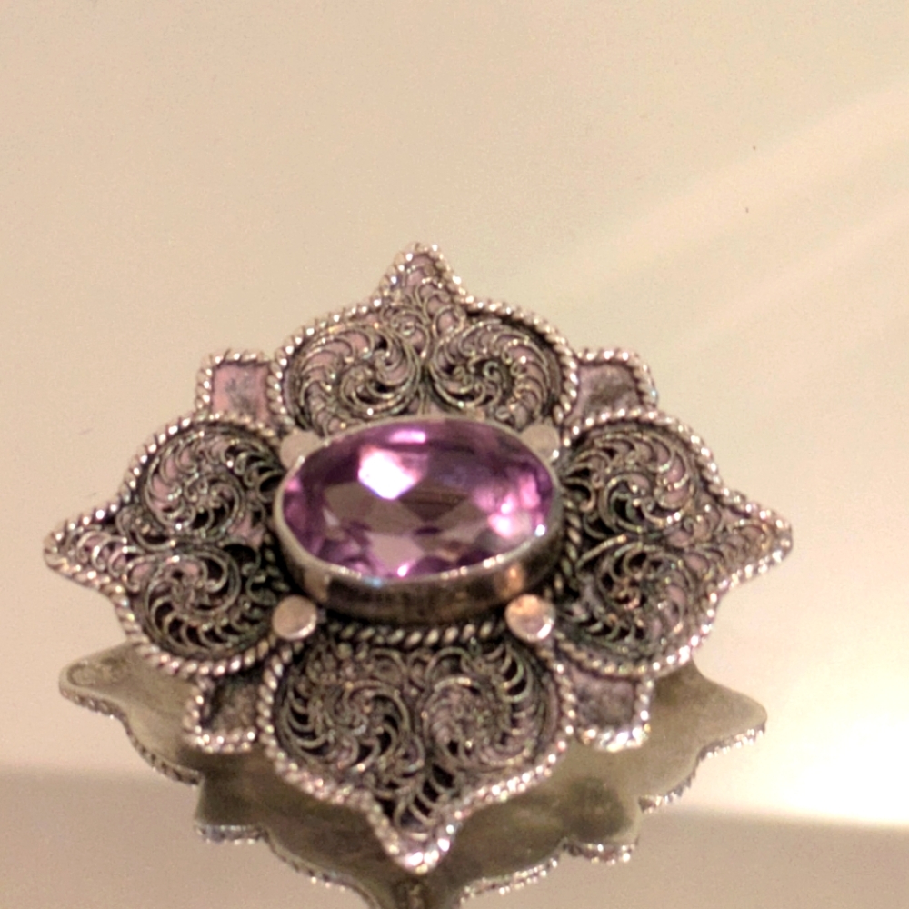 Sterling Silver Amethyst brooch/pin